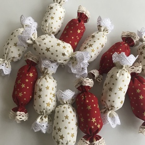 Textilből készűl, szaloncukor karácsonyfa dísz - Meska.hu