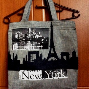 Városi képekkel dísztett egyedi bevásárló táska - Meska.hu