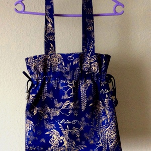 Kék alapon aranyszínű mintás válltáska - táska & tok - kézitáska & válltáska - válltáska - Meska.hu