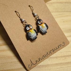 Cuki pingvin fülbevaló, Ékszer, Fülbevaló, Lógó fülbevaló, Gyurma, MESKA