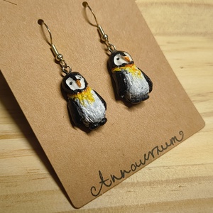 Cuki pingvin fülbevaló, Ékszer, Fülbevaló, Lógó fülbevaló, Gyurma, MESKA