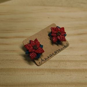 Mikulásvirág klipsz, Ékszer, Fülbevaló, Klipsz, Gyurma, MESKA