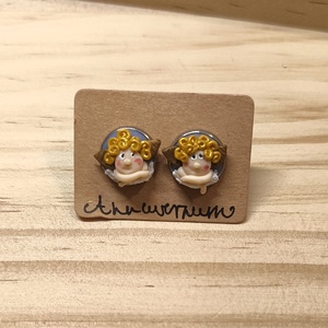 Angyalkás, bedugós ünnepi, karácsonyi fülbevaló - Meska.hu