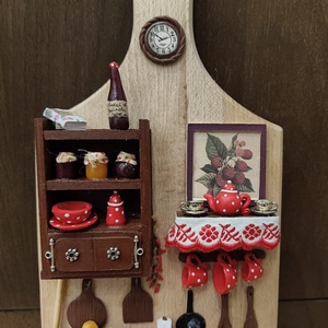 Reggeli a pöttyös konyhában fali dekor, piros pöttyös bögrékkel - otthon & életmód - dekoráció - fali és függő dekoráció - függődísz - Meska.hu