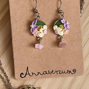 Tavaszi virágos nyaklánc/medál és fülbevaló szettben - ékszer - ékszerszett - Meska.hu