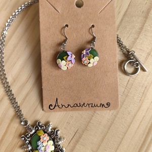 Tavaszi virágos nyaklánc/medál és fülbevaló szettben - ékszer - ékszerszett - Meska.hu