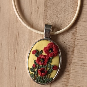 Pipacsos, virágos medál  - Meska.hu