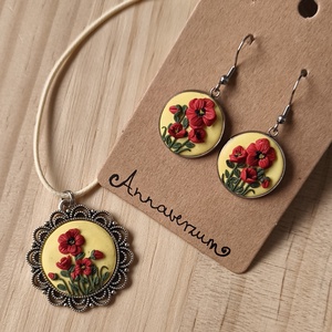 Pipacsos, virágos ékszer szett  - Meska.hu