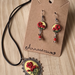 Pipacsos, virágos ékszer szett  - Meska.hu