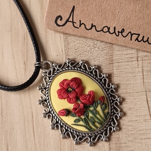 Pipacsos, virágos ékszer szett  - ékszer - nyaklánc - medálos nyaklánc - Meska.hu