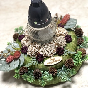 Sírdísz mécsessel dupla koszorú alapon - Meska.hu