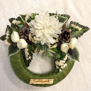 Sírdísz, koszorú selyemvirágokkal, termésekkel - Meska.hu