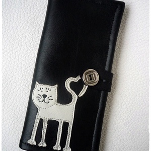 Cicás kártyatartó, irattartó, pénztárca - fekete, textilbőr -  - Meska.hu