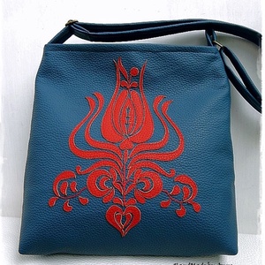 Szűrmintás, tulipános textilbőr oldaltáska, válltáska, tarisznya -  - Meska.hu