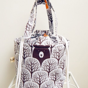 Kids bag set - uzsonnás táska szett - erdőben kukucskáló állatok - táska & tok - uzsonna- & ebéd tartó - Meska.hu