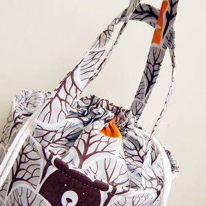 Kids bag set - uzsonnás táska szett - erdőben kukucskáló állatok - táska & tok - uzsonna- & ebéd tartó - Meska.hu