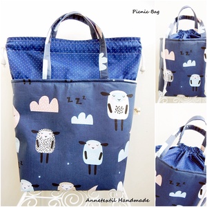 Vízhatlan uzsonnás táska - Picnic bag - bárányos  - táska & tok - uzsonna- & ebéd tartó - Meska.hu
