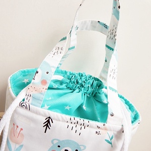 Vízhatlan uzsonnás táska - Kids bag - erdei állatos, világoskék macis  - táska & tok - uzsonna- & ebéd tartó - ebéd tasak, doboz - Meska.hu