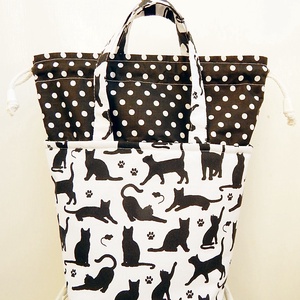 Vízhatlan uzsonnás táska - Kids bag - fekete macskás, cicusos táska - táska & tok - uzsonna- & ebéd tartó - Meska.hu