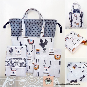 Vízhatlan uzsonnás táska szett - Kids bag set - alpakás, lámás  - ebéd tasak, doboz - ebéd tasak, doboz - Meska.hu