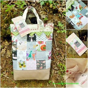 Patchwork pakolós táska  zsebkendő tartóval szettben romantikusoknak, Táska & Tok, Bevásárlás & Shopper táska, Shopper, textiltáska, szatyor, Varrás, Patchwork, foltvarrás, Meska