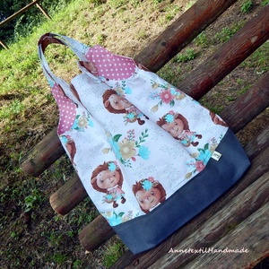 Bevásárló öko szatyor virágos süni, Táska & Tok, Bevásárlás & Shopper táska, Shopper, textiltáska, szatyor, Varrás, Patchwork, foltvarrás, Meska