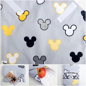 Sárga Mickey pamut textil újraszalvéta, szendvics vagy uzsonna csomagoló - annetextil - Meska.hu