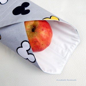 Sárga Mickey pamut textil újraszalvéta, szendvics vagy uzsonna csomagoló - annetextil - táska & tok - uzsonna- & ebéd tartó - szendvics csomagoló - Meska.hu