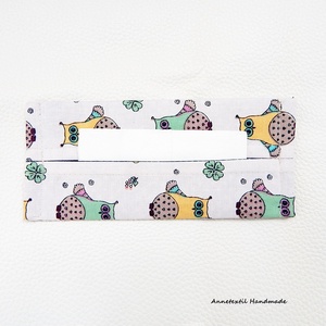 AKCIÓ - baglyos mintás pamut textil bélelt papírzsebkendőtartó annetextil - táska & tok - pénztárca & más tok - zsebkendőtartó tok - Meska.hu