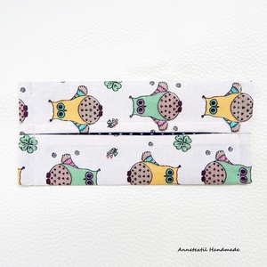 AKCIÓ - baglyos mintás pamut textil bélelt papírzsebkendőtartó annetextil - táska & tok - pénztárca & más tok - zsebkendőtartó tok - Meska.hu