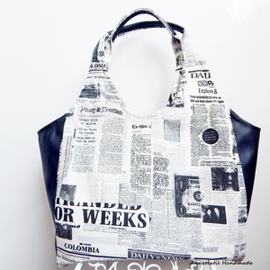 Daily News újság mintás Women Tote Bag - táska & tok - bevásárlás & shopper táska - shopper, textiltáska, szatyor - Meska.hu