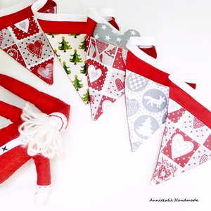 Adventi zászló füzér, dekoráció zsebekkel  - karácsony - adventi díszek - adventi naptár - Meska.hu
