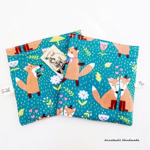 Tépőzáras uzsonnás tasak. türkiz alapon szerelmes rókás snack bag zero waste csomagolás - táska & tok - uzsonna- & ebéd tartó - ebéd tasak, doboz - Meska.hu