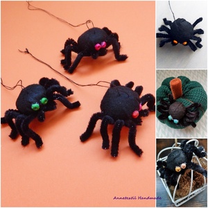 Pókok - Halloween dekoráció, Otthon & Életmód, Dekoráció, Halloween, Halloweeni figurák, Varrás, Bőrművesség, MESKA