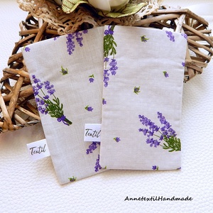 AKCIÓ - levendula mintás pamut textil bélelt papírzsebkendőtartó szettben annetextil - táska & tok - pénztárca & más tok - zsebkendőtartó tok - Meska.hu