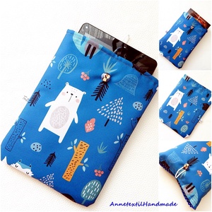  Könyvtok, tablettok, kék, macis, vízhatlan, Táska & Tok, Ebook & Tablet tok, Patchwork, foltvarrás, Varrás, MESKA