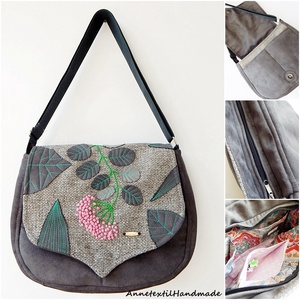 Nyeregfedeles tarisznya, válltáska tavaszi virágos - táska & tok - kézitáska & válltáska - vállon átvethető táska - Meska.hu