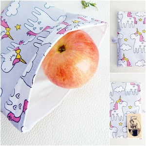 Uzsonnás tasak unikornis mintával Snack Bag zero waste csomagolás, Táska & Tok, Uzsonna- & Ebéd tartó, Ebéd tasak, doboz, Varrás, MESKA
