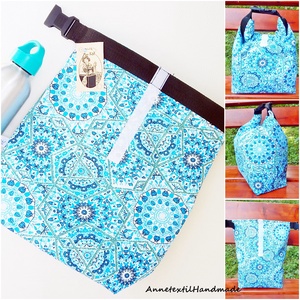 Uzsonnás táska csempe, mandala mintás, csatos, vízhatlan béléssel - Tuck-Bag, Táska & Tok, Uzsonna- & Ebéd tartó, Ebéd tasak, doboz, Varrás, MESKA