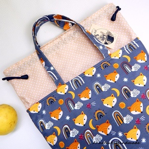 Uzsonnás táska - Picnic bag - szivárványos, rókás - táska & tok - uzsonna- & ebéd tartó - szendvics csomagoló - Meska.hu