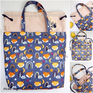 Uzsonnás táska - Picnic bag - szivárványos, rókás, Táska & Tok, Uzsonna- & Ebéd tartó, Szendvics csomagoló, Varrás, Patchwork, foltvarrás, MESKA
