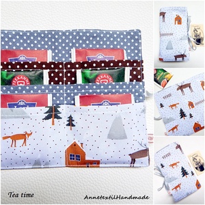 Utazó teafilter tartó táska karácsonyra. Téli állatos, Táska & Tok, Uzsonna- & Ebéd tartó, Ebéd tasak, doboz, Patchwork, foltvarrás, Varrás, MESKA