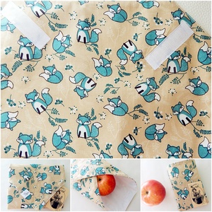 Újraszalvéta türkiz rókák vízhatlan csomagoló, újraszalvéta , Táska & Tok, Uzsonna- & Ebéd tartó, Szendvics csomagoló, Varrás, Patchwork, foltvarrás, MESKA