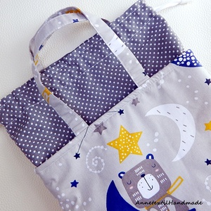 Uzsonnás táska szett maci a holdon, Kids zerowaste csomagolás - táska & tok - uzsonna- & ebéd tartó - ebéd tasak, doboz - Meska.hu