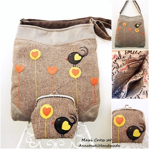 Valentin madaras, szíves válltáska, crossbody bag, tarisznya szett - Meska.hu