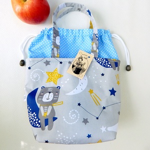 Uzsonnás táska szett maci a holdon, Kids zerowaste csomagolás - táska & tok - uzsonna- & ebéd tartó - ebéd tasak, doboz - Meska.hu