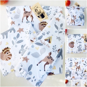 Vízhatlan Roll-up uzsonnás zsák és szalvéta szettben - őzikés, erdei állatos mintás , Táska & Tok, Uzsonna- & Ebéd tartó, Ebéd tasak, doboz, Varrás, Patchwork, foltvarrás, MESKA