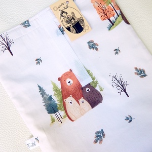Uzsonnás zsák maci család mintával Roll-up Lunch Bag zero waste csomagolás - táska & tok - uzsonna- & ebéd tartó - ebéd tasak, doboz - Meska.hu