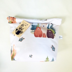 Uzsonnás zsák maci család mintával Roll-up Lunch Bag zero waste csomagolás - táska & tok - uzsonna- & ebéd tartó - ebéd tasak, doboz - Meska.hu