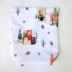 Uzsonnás zsák maci család mintával Roll-up Lunch Bag zero waste csomagolás - táska & tok - uzsonna- & ebéd tartó - ebéd tasak, doboz - Meska.hu